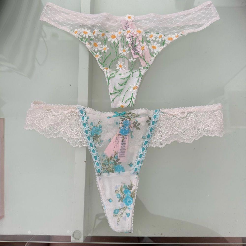 Victoria’s Secret floral embroidery thong panties